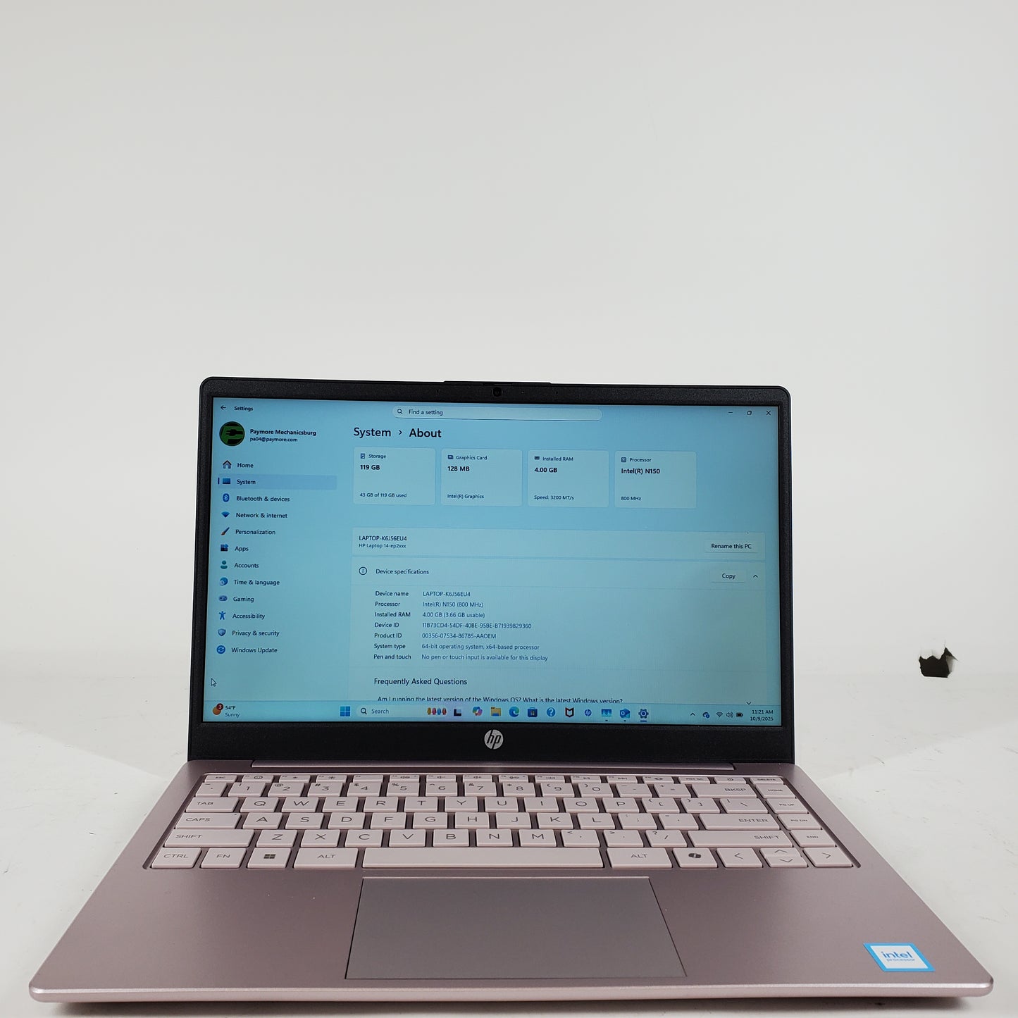 HP Laptop 14-EP2011WM 14" N150 0.8 4GB RAM 128GB SSD
