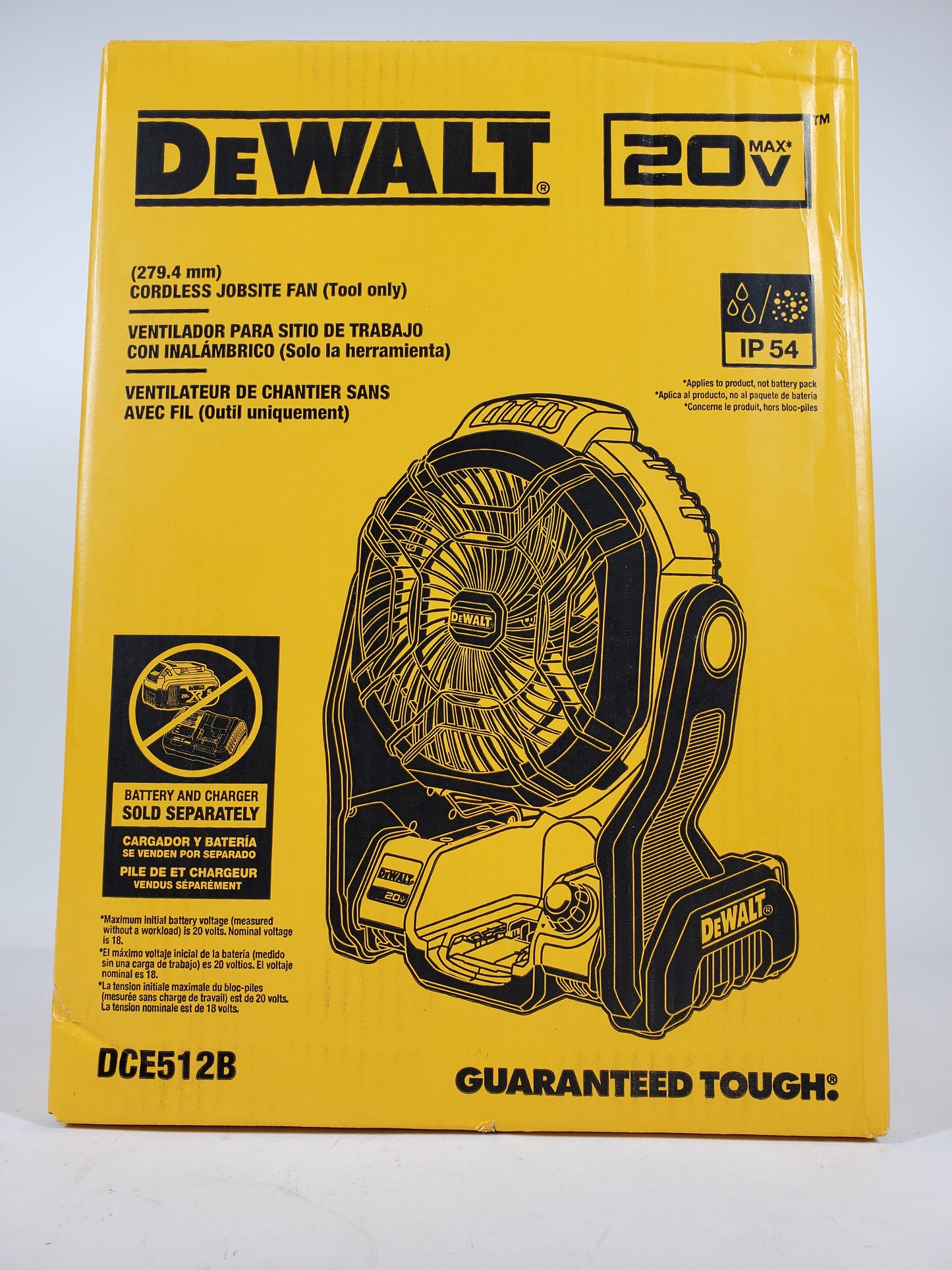 New DeWalt DCE512B 20V MAX JOBSITE FAN