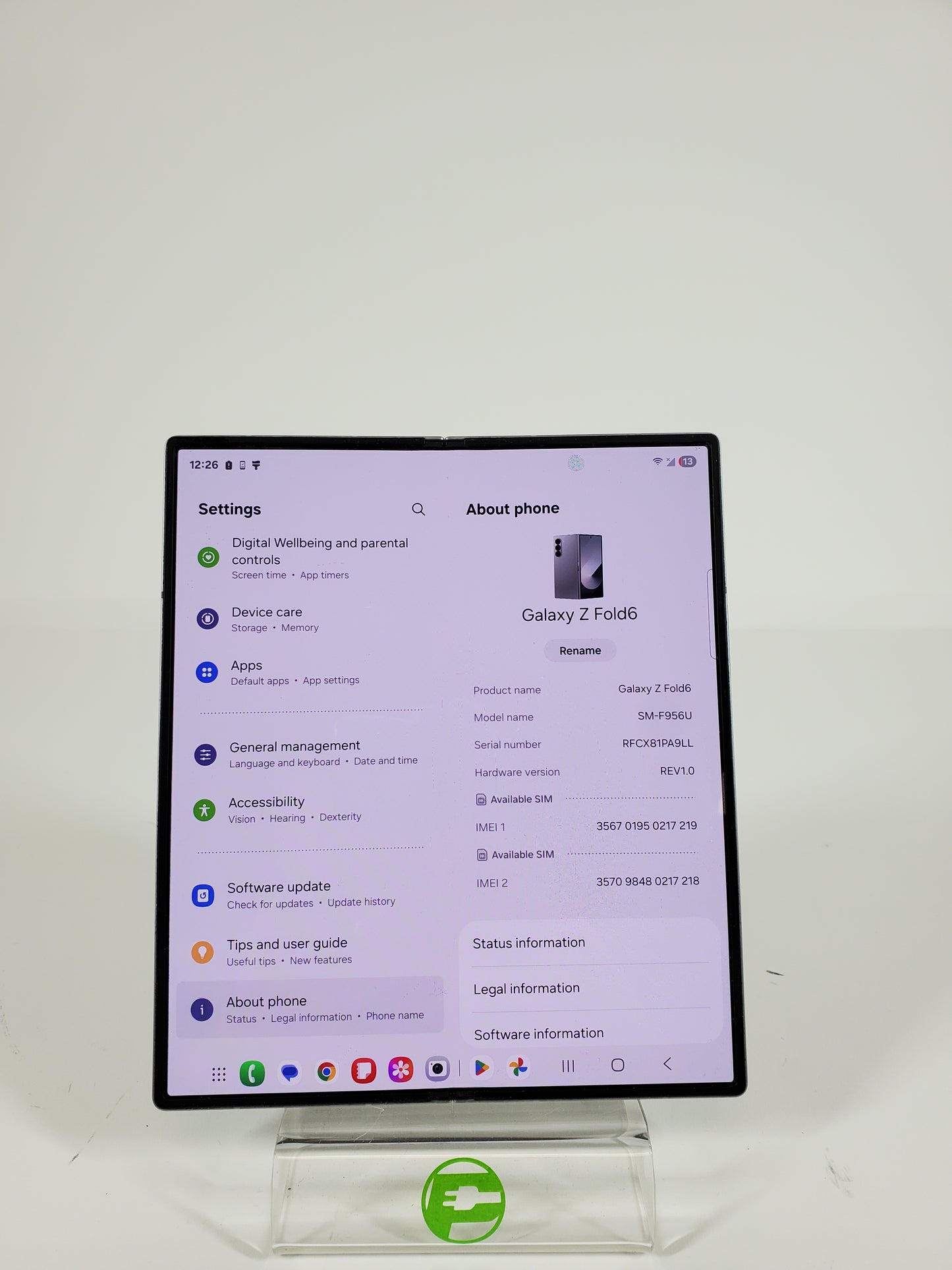 Broken Unlocked Samsung Galaxy Z Fold6 12GB RAM 256GB SM-F956U CRACKED