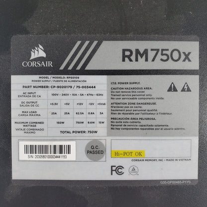 Corsair RM750x G35DP00465P1Y0 80 Plus Gold 750W Fully Modular Power Supply