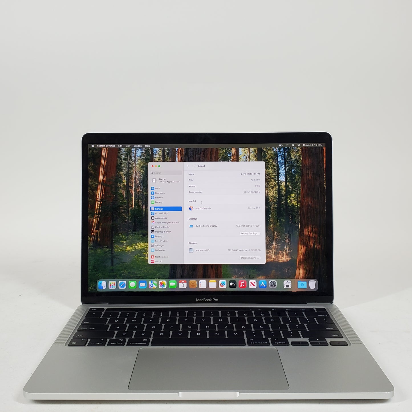 2020 Apple MacBook Pro 13.3" M1 8 Core 3.2GHz 8GB RAM 128GB SSD MYDA2LL/A