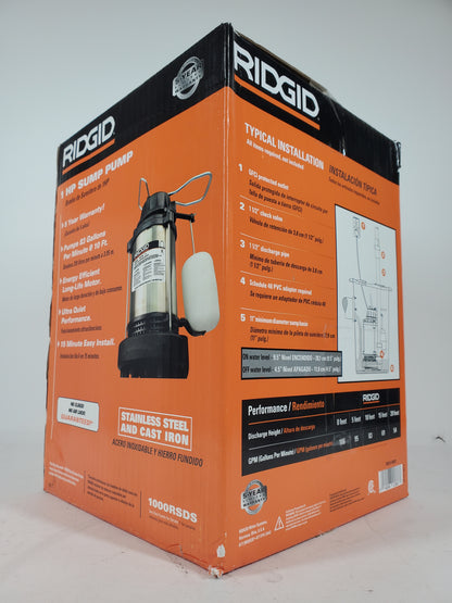 New Ridgid 1 HP STAINLESS STEEL AND CAST IRON SUMP PUMP 