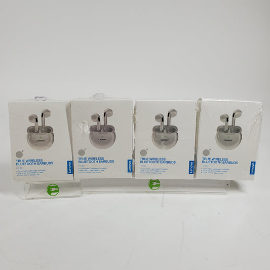 New Lenovo HT38 In-Ear True Wireless Bluetooth Earbuds White LOT OF 4