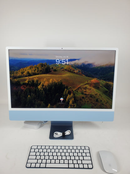 2021 Apple iMac 24" M1 3.2GHz 8GB RAM 256GB SSD Blue MGPK3LL/A