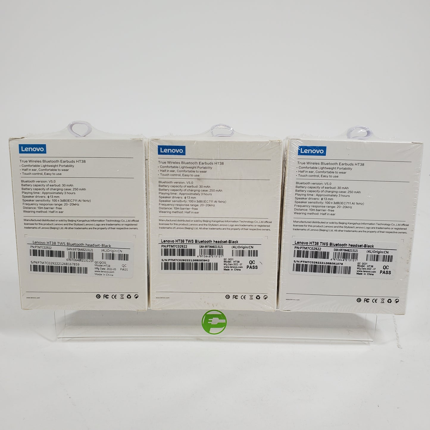 New Lenovo HT38 In-Ear True Wireless Bluetooth Earbuds Black LOT OF 3