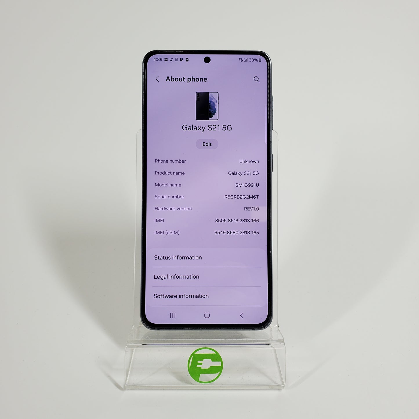 Unlocked Samsung Galaxy S21 8GB RAM 128GB SM-G991U1 Titanium Violet