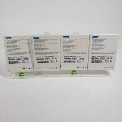 New Lenovo HT38 In-Ear True Wireless Bluetooth Earbuds White LOT OF 4