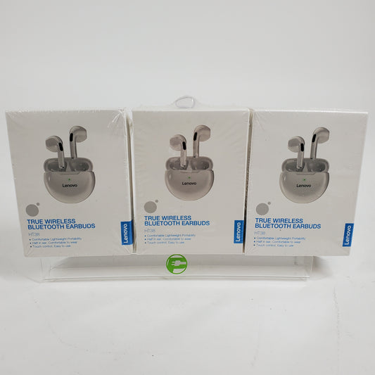 New Lenovo HT38 In-Ear True Wireless Bluetooth Earbuds White LOT OF 3