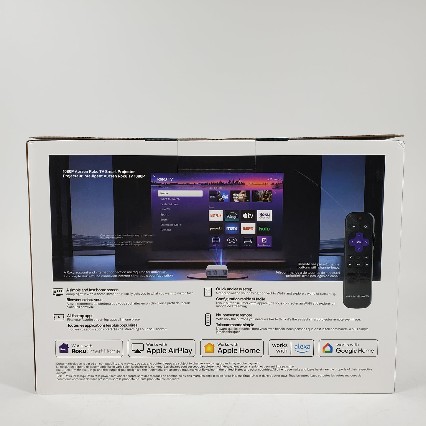New Aurzen Eazze D1R Roku TV Smart Projector B008-BBY