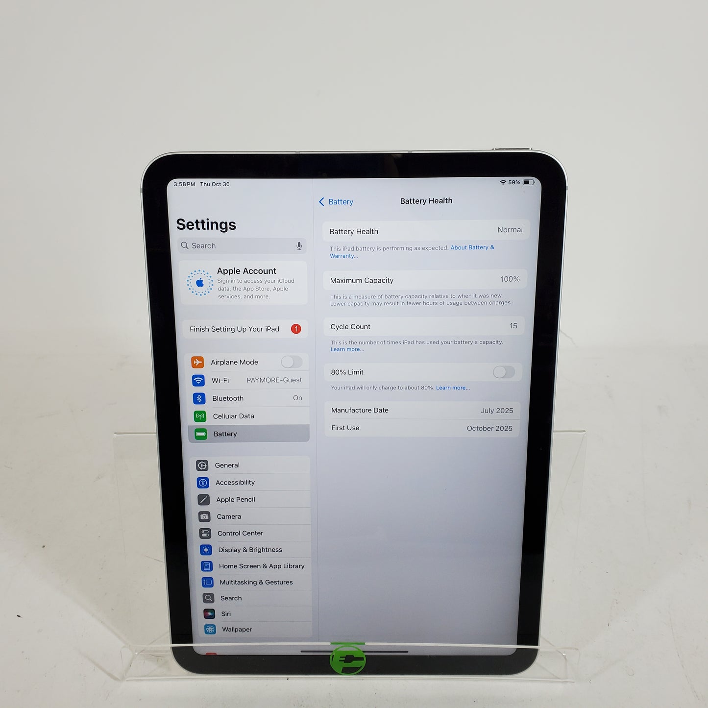 WiFi Only Apple iPad 11" (A16) 128GB Blue MD7F4LL/A