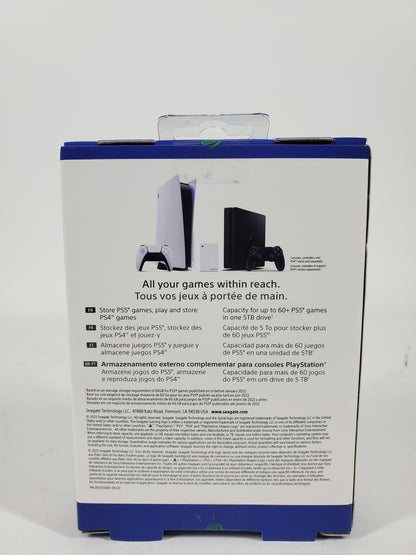 New Seagate Portable High Performance Game Drive 5TB USB-B to USB-A HDD SRD0LG0