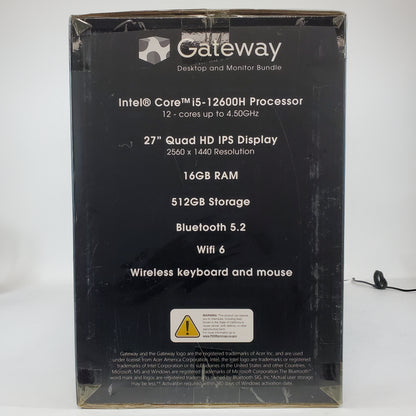 New Gateway Desktop and Monitor GWDC5H27Q58-BK i5-12600h 2.0GHz 16GB 512GB SSD