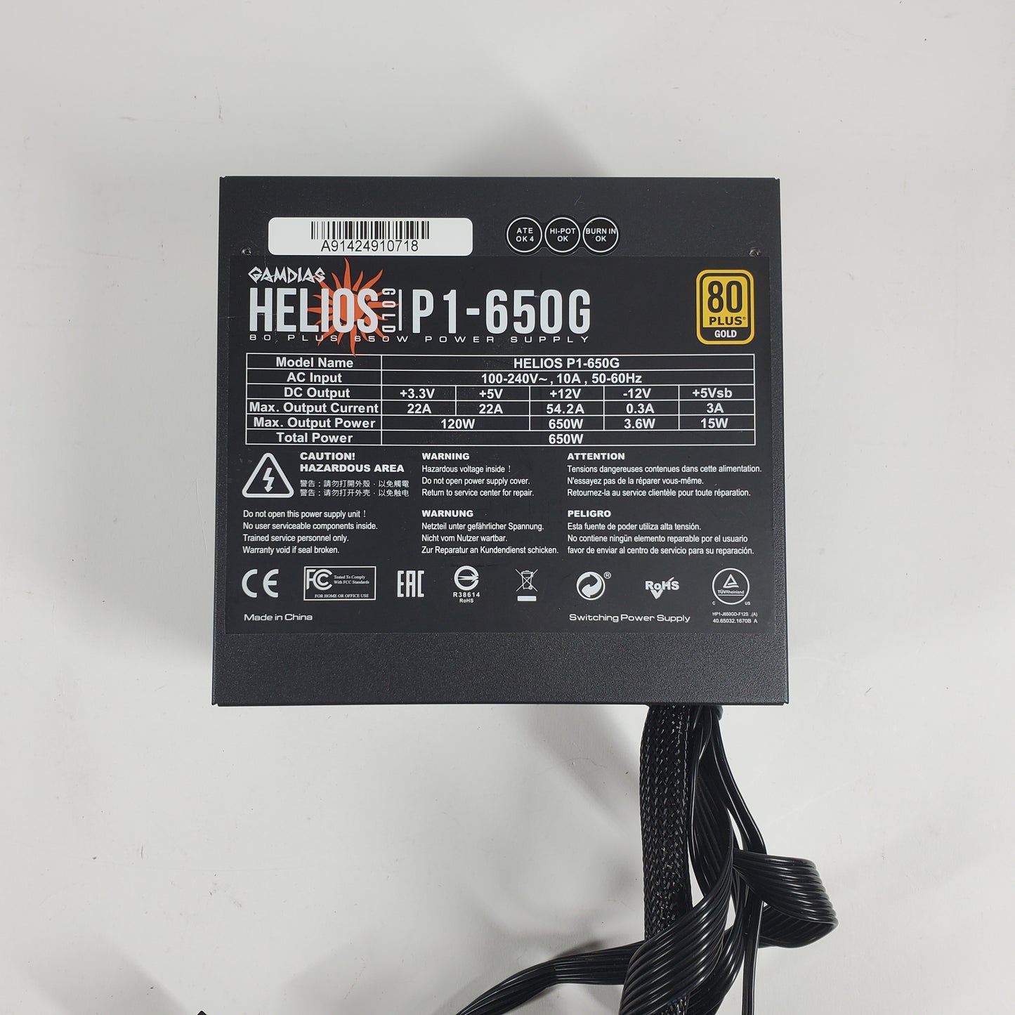 GAMDIAS Helios 80 Plus Gold 650W