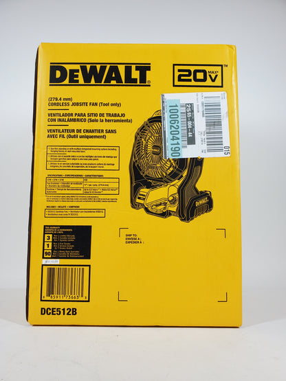 New DeWalt DCE512B 20V MAX JOBSITE FAN