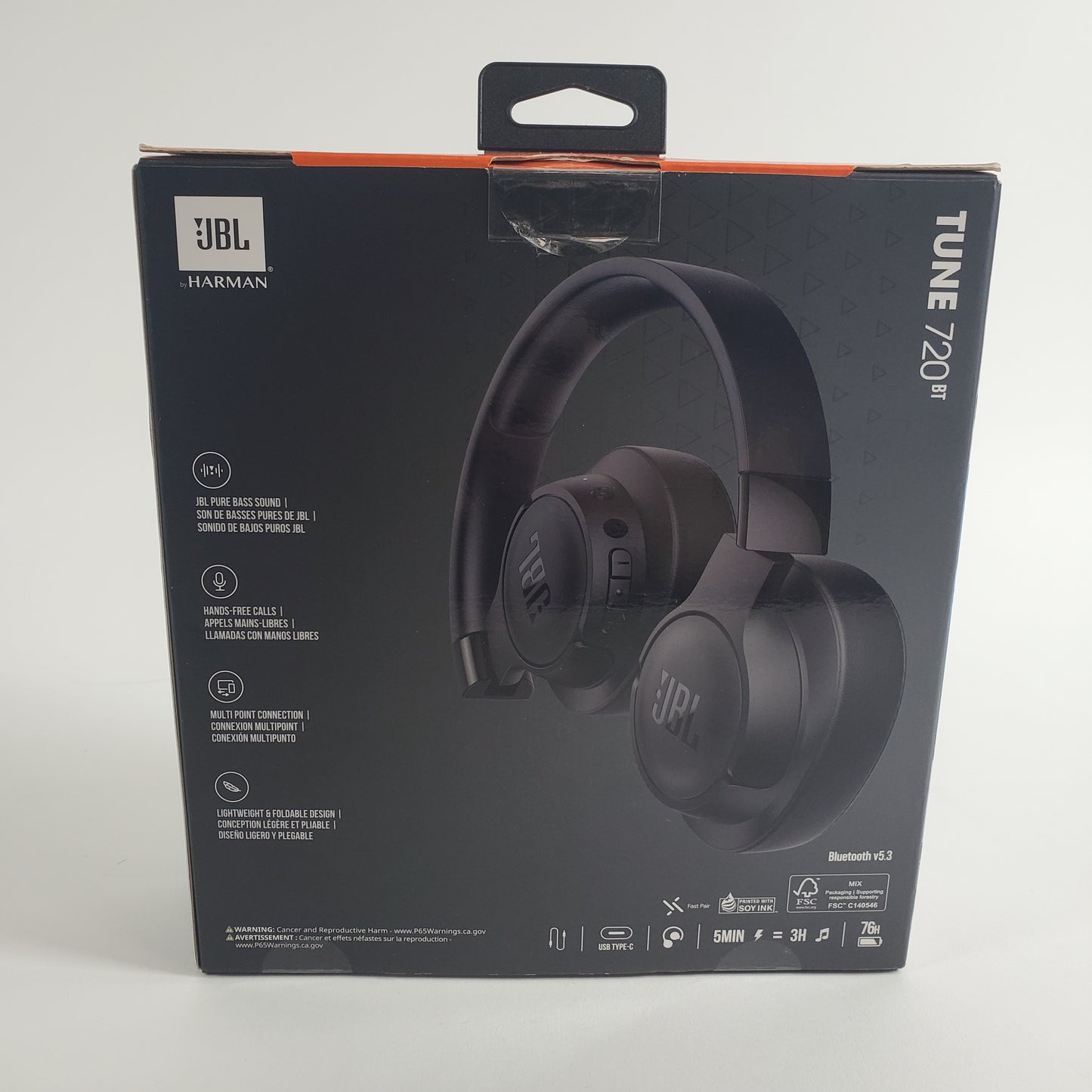 New JBL Tune 720BT Ear-Cup (Over-the-Ear) Black JBLT720BTBLK