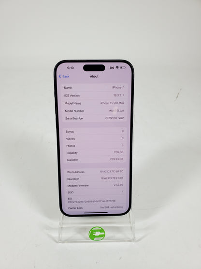 Unlocked Apple iPhone 15 Pro Max 256GB BLUE MU693LL/A