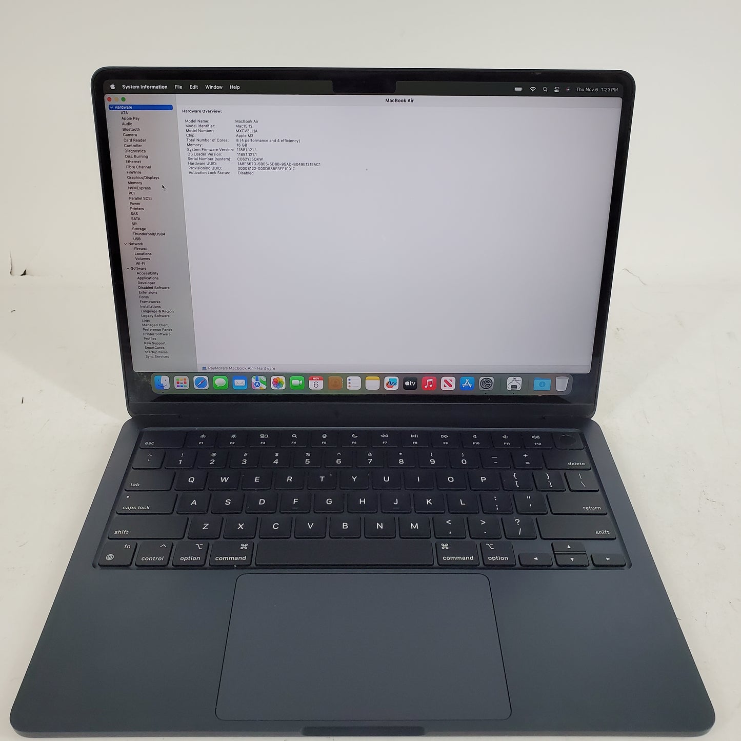 2024 Apple MacBook Air 13.6" M3 8C GPU 4.0GHz 16GB RAM 512GB SSD A3113