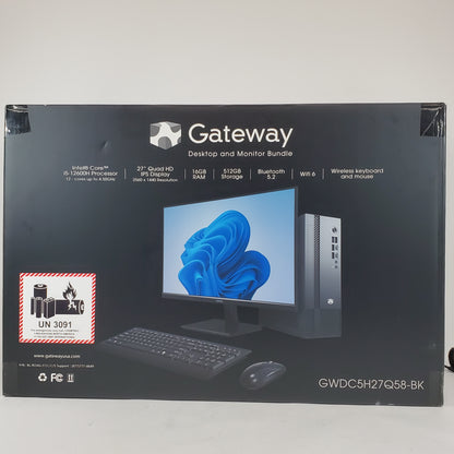 New Gateway Desktop and Monitor GWDC5H27Q58-BK i5-12600h 2.0GHz 16GB 512GB SSD