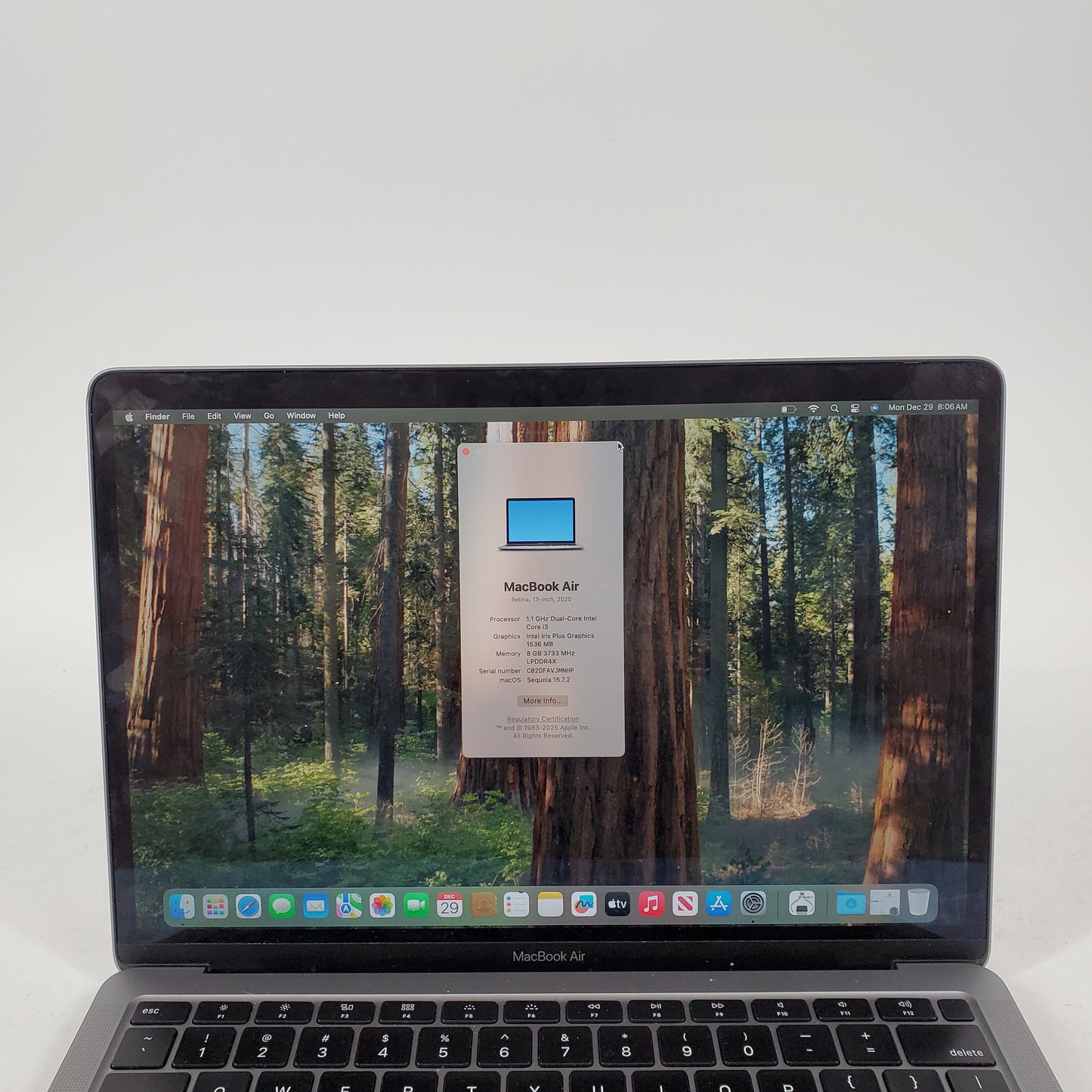 2020 Apple MacBook Air 13.3" i3 1.1GHz 8GB RAM 256GB SSD Space Gray A2179